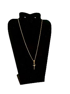 Corrente Cordão veneziana 70cm com Pingente Cruz Banhado a Ouro 18K