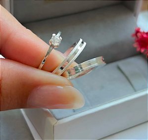 Par Aliança Complemento 3mm com Solitário