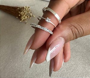 Par Aliança Amor Cravejado 2mm com solitário
