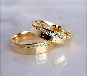 Aliança de Moeda Antiga 5mm cravejada (PAR)