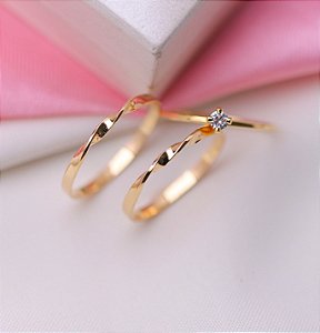 Aliança slim de Ouro 18k