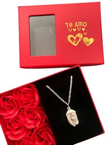 Corrente Grumet com Pingente Face de Cristo em Prata 925