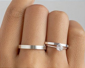 Par Aliança Lisa 2mm e 3mm com Brinde
