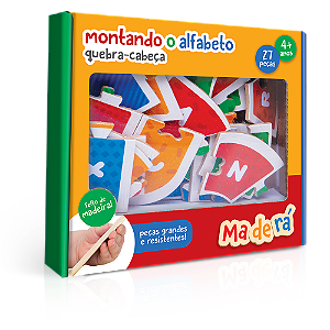 Jogo de Encaixe Montando O Alfabeto Quebra Cabeça Educativo 27 Peças Madeira Toyster