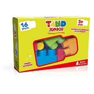 Blocos de Montar 16 Peças Coloridas Brinquedo Educativo Didático Infantil Tand Junior
