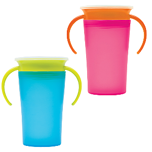 Copo de Treinamento Infantil 360° Com Alça e Válvula Antivazamento 260ml Liso Buba