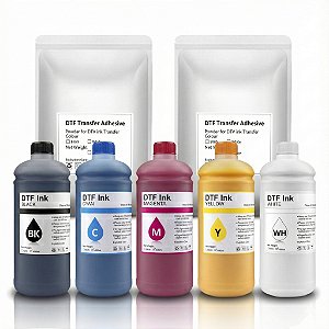Kit de Tintas DTF (CMYK + Branco) Litro