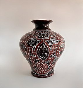 Vaso Marajoara em Cerâmica Escura (25x20)
