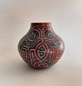 Vaso Marajoara em Cerâmica Escura (16x16)