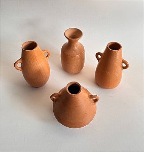 Mini Vasos Decorativos de Barro - 04 peças