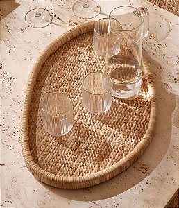 Bandeja Decorativa Orgânica em Fibra Natural (2 Tamanhos)