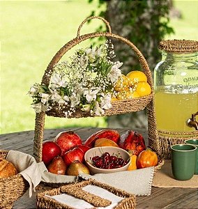 Fruteira Dupla em Fibra Natural com Alça (50x45)