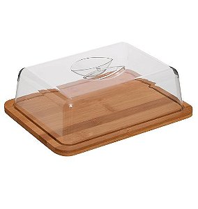 Porta Frios de Bambu com Tampa Transparente Ecokitchen (18x24)