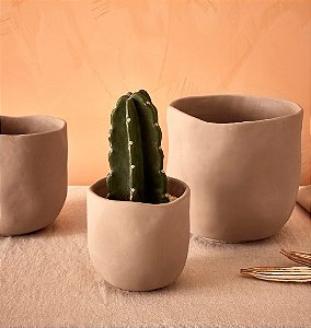 Cachepot em Cimento Cinza Modelo Orgânico (3 Tamanhos)