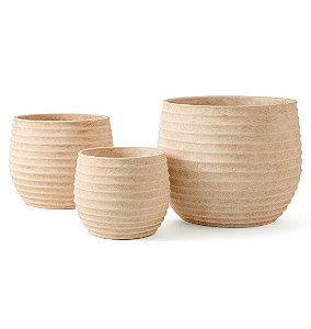 Cachepot em Cimento Claro Modelo Ondulado (3 Tamanhos)
