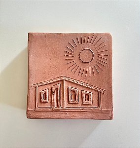 Tijolinho Decorativo de Barro Casa e Sol (15x15) | Coleção Barrolândia