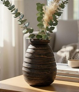 Vaso Decorativo de Barro Escuro (P)