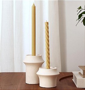 Porta Velas em Cerâmica Off-White (2 Peças)