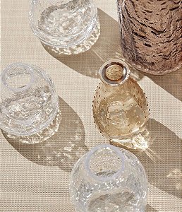 Trio de Mini Vasos Decorativos em Vidro Rajado (3 peças)