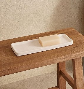 Bandeja Retangular em Cerâmica Off White (2 Tamanhos)