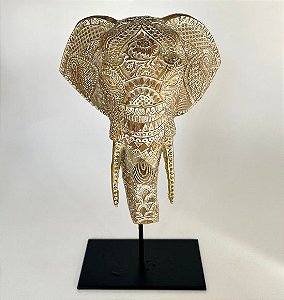 Escultura Decorativa Cabeça de Elefante em Resina
