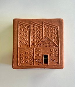 Tijolinho Decorativo de Barro Casa e Janelas (15x15) | Coleção Barrolândia