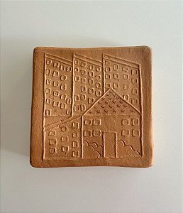 Tijolinho Decorativo de Barro Casa e Janelas (15x15) | Coleção Barrolândia