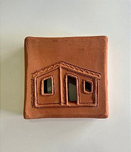 Tijolinho Decorativo de Barro Casinha Bonita (15x15) | Coleção Barrolândia