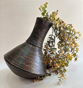 Vaso Decorativo de Barro Deitado Escuro (28x22)