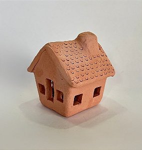 Casinha Decorativa de Barro Chaminé | Coleção Vila Bonita