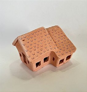 Casinha Decorativa de Barro Duas Águas | Coleção Vila Bonita
