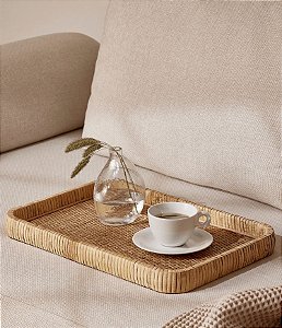 Bandeja Decorativa Retangular em Fibra Natural G (44x30cm)