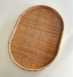 Bandeja Decorativa Oval em Fibra Natural Grande (50x36cm)