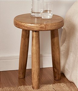 Banquinho de Madeira Redondo Rústico (42x32)