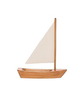 Escultura Barco a Vela em Madeira e Metal (P)