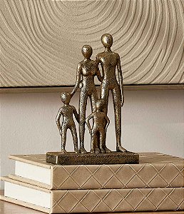 Escultura Decorativa de Família (Pais com Casal de Filhos)