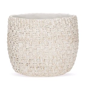 Cachepot Decorativo Redondo em Cimento Branco (2 Tamanhos)