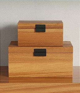 Caixa Decorativa e Organizadora em Madeira com Puxador Preto (2 Tamanhos)