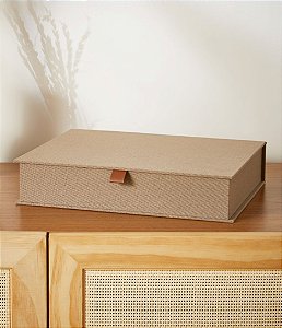 Caixa Decorativa e Organizadora de MDF e Linho Cinza (2 Tamanhos)