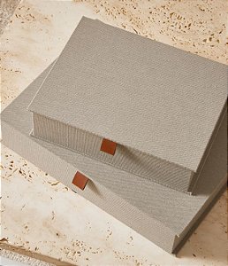 Caixa Decorativa e Organizadora em MDF e Linho Cinza (2 Tamanhos)
