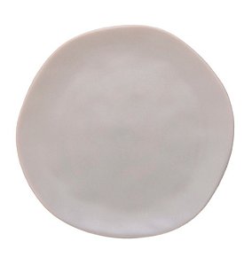 Prato de Jantar Raso em Cerâmica Cinza Modelo Orgânico (26CM)
