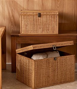 Baú Decorativo e Organizador em Rattan (2 Tamanhos)