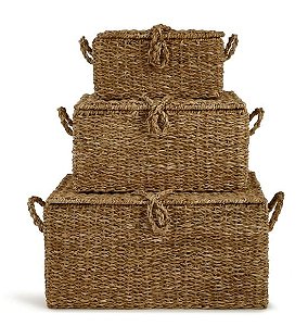 Baú Decorativo e Organizador em Fibra Natural (3 Tamanhos)