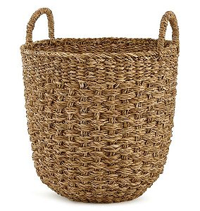 Cesto Decorativo em Fibra Natural com Alças