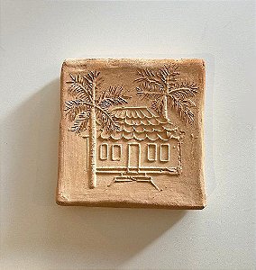 Tijolinho Decorativo de Barro Duas Palmeiras (15x15) | Coleção Barrolândia