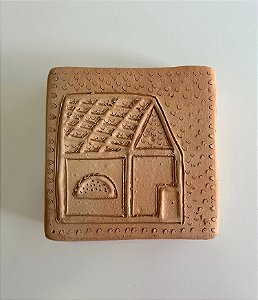 Tijolinho Decorativo de Barro Casa Telha (15x15) | Coleção Barrolândia