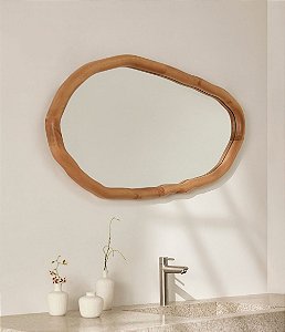 Espelho Decorativo Orgânico com Moldura em Madeira (100x50)