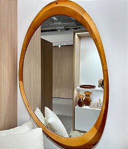 Espelho Decorativo Orgânico com Moldura em Madeira Bétula (100x77)