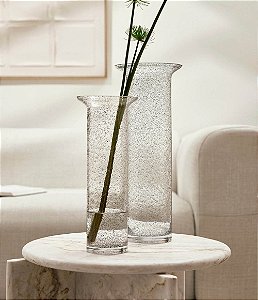 Vaso Decorativo em Vidro com Detalhes em Preto (2 tamanhos)