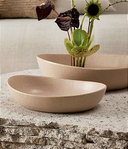 Centro de Mesa Oval em Cerâmica Rosa (2 tamanhos)